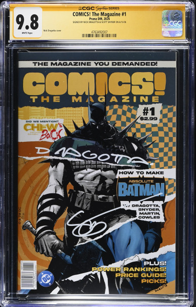 COMICS! The Magazine #1 featuring Absolute Batman, double signed by Scott Snyder and Nick Dragotta and graded CGC Signature Series 9.8.
