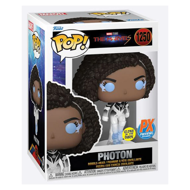 Photon #1250 Glow-in-the-Dark PX PREVIEWS Exclusive Funko Pop! from Marvel Studios’ The Marvels.