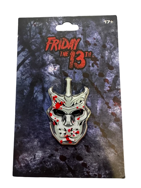Comic Spot NYCC 2026 exclusive Jason X Bloody Variant 2-inch enamel pin featuring a blood-splattered Uber Jason mask, limited to 100 pieces.