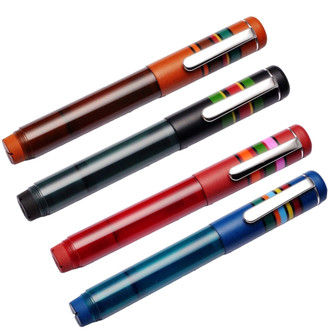 Opus 88 Fantasia Fountain Pen; Brick, Black, Red, Blue