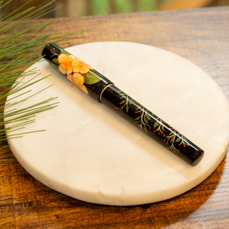 ZekPen Fountain Pen Tezhib Design - Orange Flowers on Black