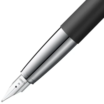 Lamy Studio fountain pen in matte black with polished steel propeller clip and steel nib