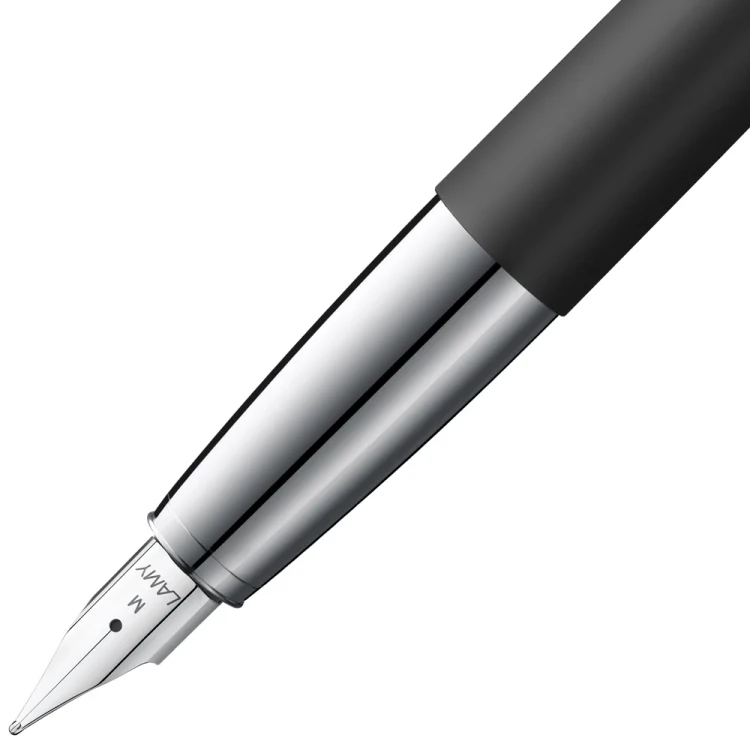Lamy Studio fountain pen in matte black with polished steel propeller clip and steel nib