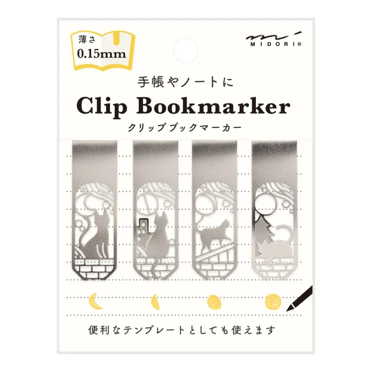 Midori Clip Bookmarker Cat and Moon