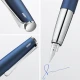 Lamy Studio fountain pen in matte Imperial Blue with polished chrome clip and steel nib