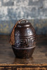 Dark Brown Ceramic Tea Storage Canister with Brown Tassel