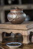 Dark Brown Ceramic Tea Storage Canister with Plum Tree Motif