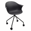 PAIR OF BLACK CHAIRS W/ WHEELS AND BLACK SEATS (2)