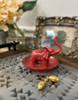 Pewter Elephant Ring Dish in Red