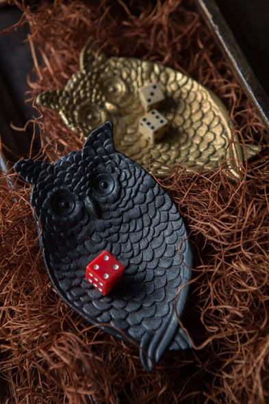 Pewter Owl Jewelry Tray in Black