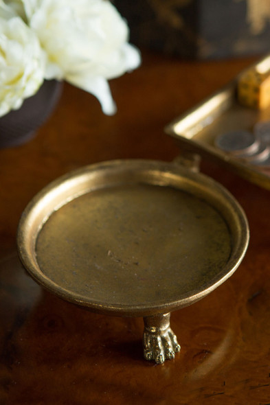 Claw Foot Round Dish with Gold Leaf