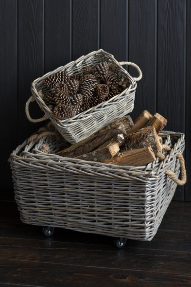 Willow Basket with Wheels