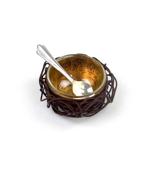 Small Gold Leafed Metal Birds Nest