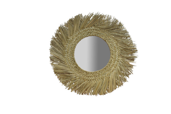 Round Seagrass Mirror