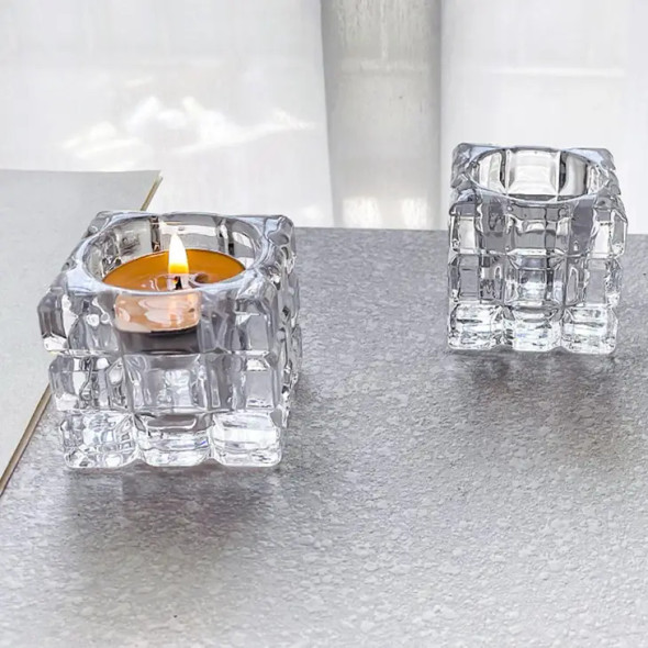 Ice Cube Glass Candle Holder