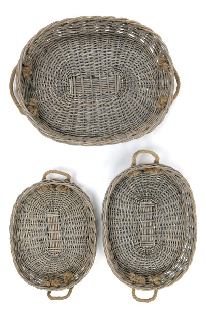 XLarge Oval Willow Serving Trays - Set of 3