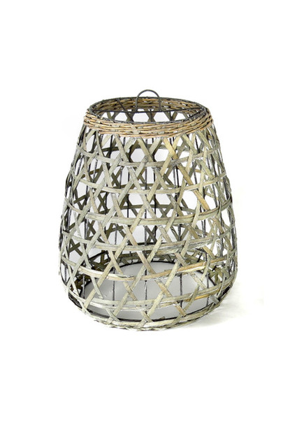 Chipped Wood Pendant Shade in Grey Wash - Small