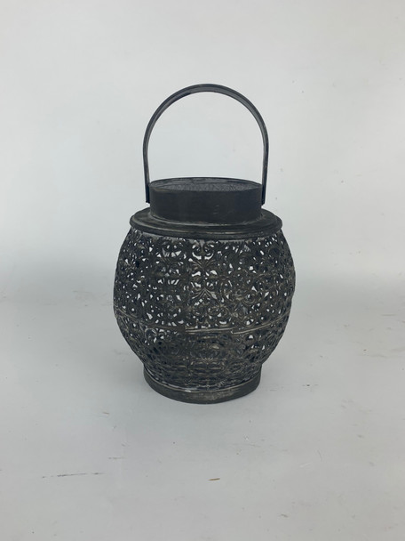 Round Filigree Perforated Metal Lantern