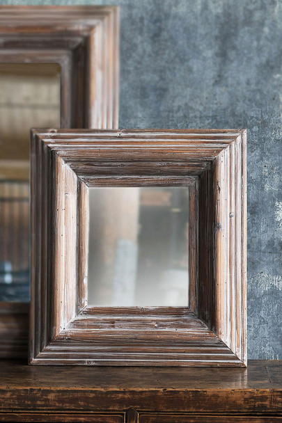 Washed Grey Square Frame Mirror