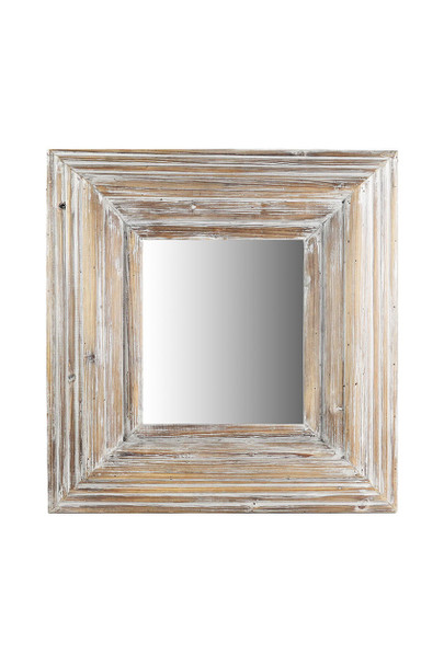 Washed Grey Square Frame Mirror