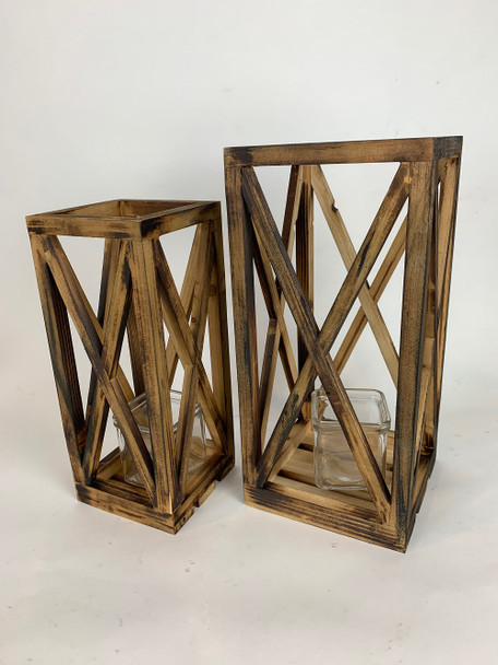 Wooden Lantern Set of 2