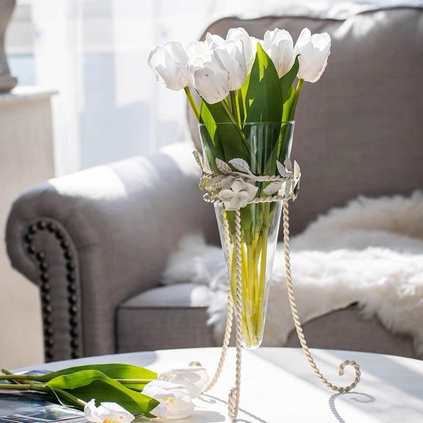 GLASS VASE WITH METAL STAND