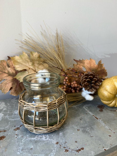 Glass Vase with Wicker Cover