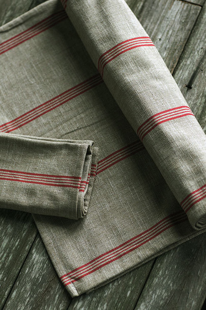 Cotton Red Striped Napkin or Runner