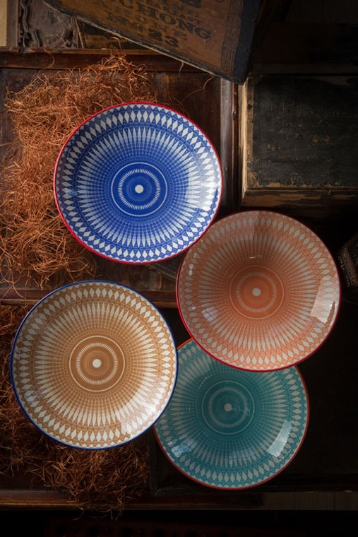 Geometric Print Ceramic Bowls - Large