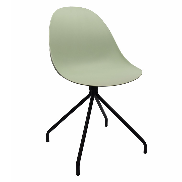 PAIR OF BLACK CHAIRS WITH MATCHA GREEN SEATS (2)