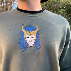 God of Mischief Embroidered Crewneck Sweatshirt front God of Mischief Embroidered Crewneck Sweatshirt front