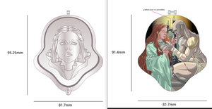 Frankenstein Hinge Pin
- 3.75" Inches Height

-Hard Enamel

-Special Effects: Gradient pearl, Sandblast, 3d White Plating (top pin), Black Nickel Plating (bottom pin), and Printed Details.