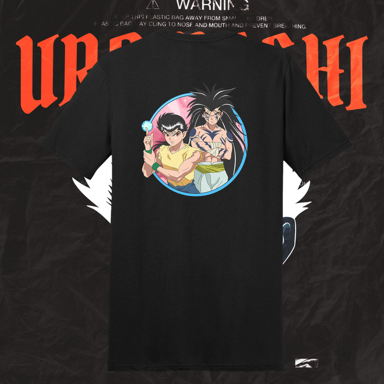 Yusuke Urameshi Swirls - 90s Anime Tee - Unisex  tee Back Black