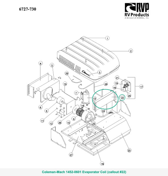 Coleman Mach AC Evaporator 1452-0601