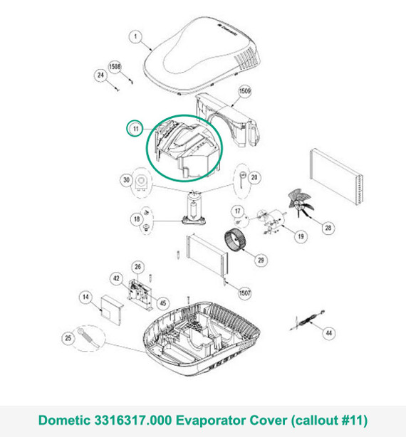 Dometic AC Evaporator Cover 3316317.000 (fits Blizzard NXT)