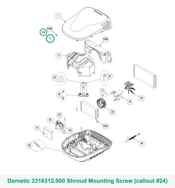 Dometic AC Shroud Mounting Screw 3316312.000 (fits Blizzard NXT)