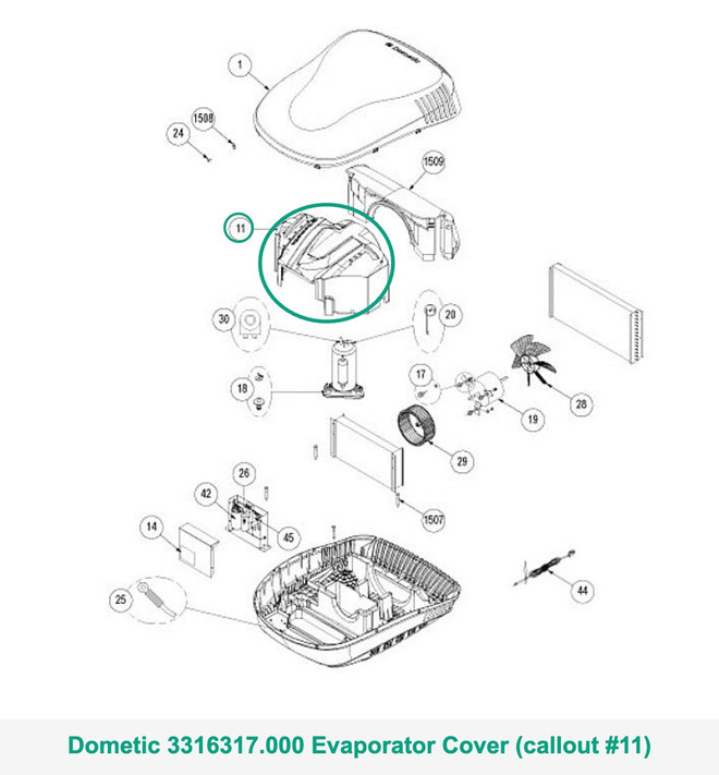 Dometic AC Evaporator Cover 3316317.000 (fits Blizzard NXT)