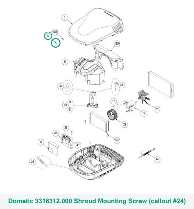 Dometic AC Shroud Mounting Screw 3316312.000 (fits Blizzard NXT)