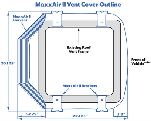 Maxxair II Roof Vent Cover in White (vented on three sides) Coleman Mach AC
