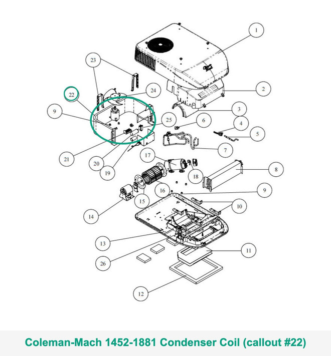 Coleman Mach AC Condenser 1452-1881 (fits Mach 8)