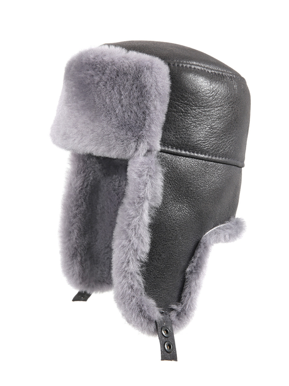 Shearling Sheepskin Russian Ushanka Fur Hat - Antrasit