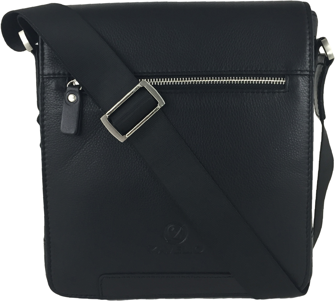 Men's Genuine Leather Small Crossbody Shoulder Messenger Bag - Black |  ZAVELIO