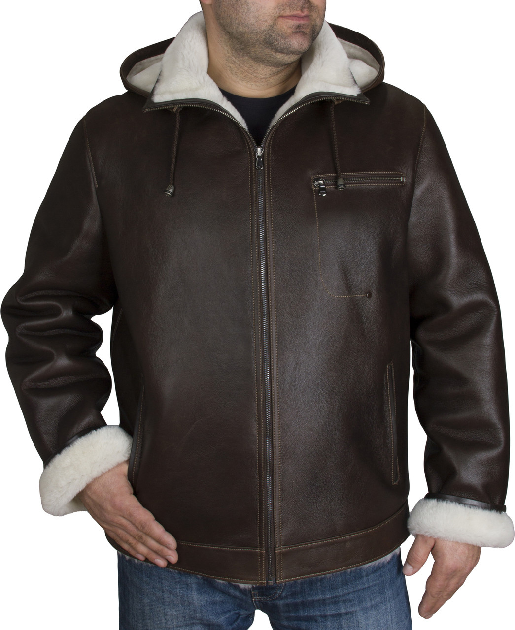 Mens Sheepskin Bomber Coat - Cloud Nine Sheepskin