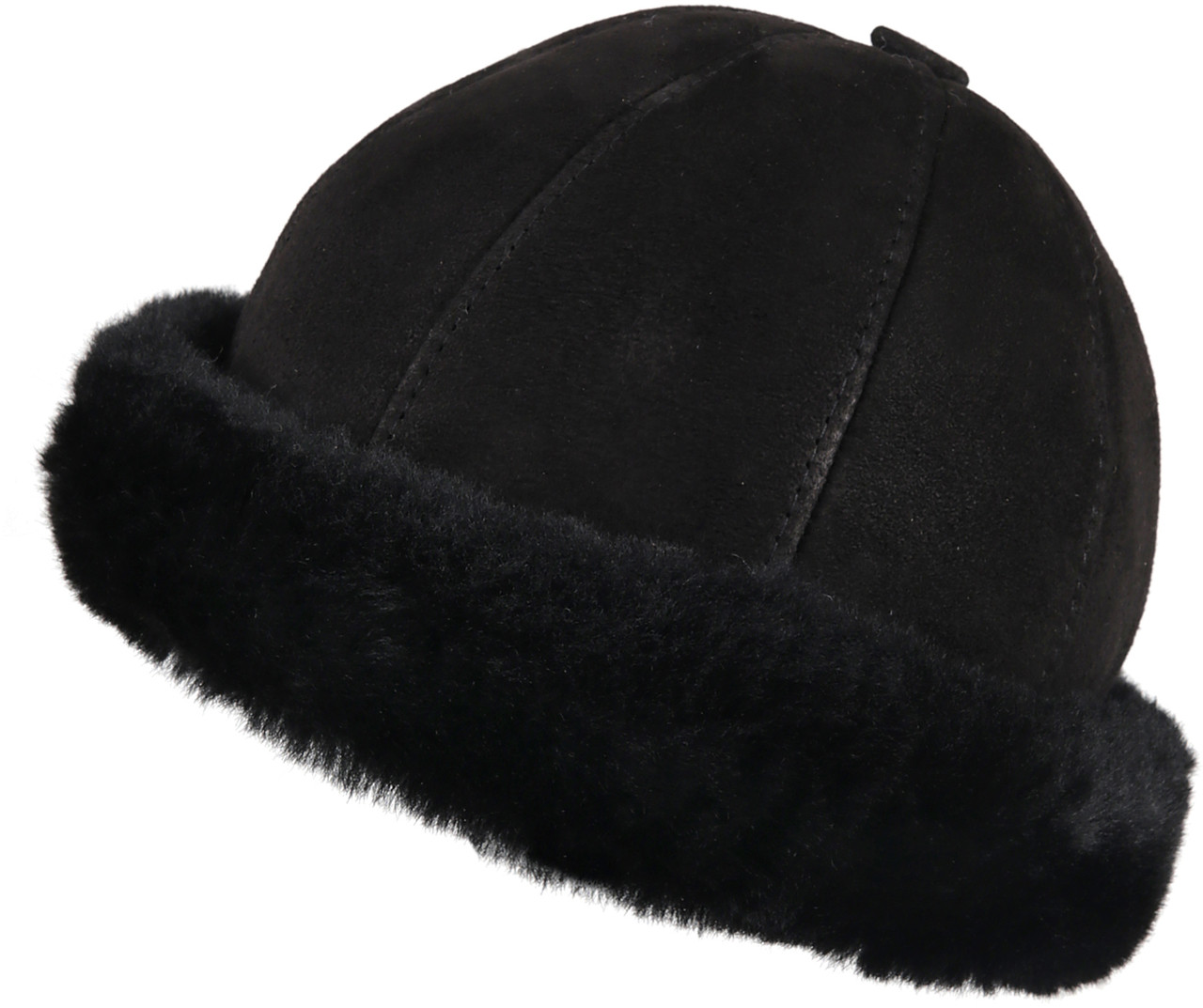 karldonoghue　Feather Shearling Cap黒 Women's Shearling Sheepskin Winter Fur Bucket Beanie Hat