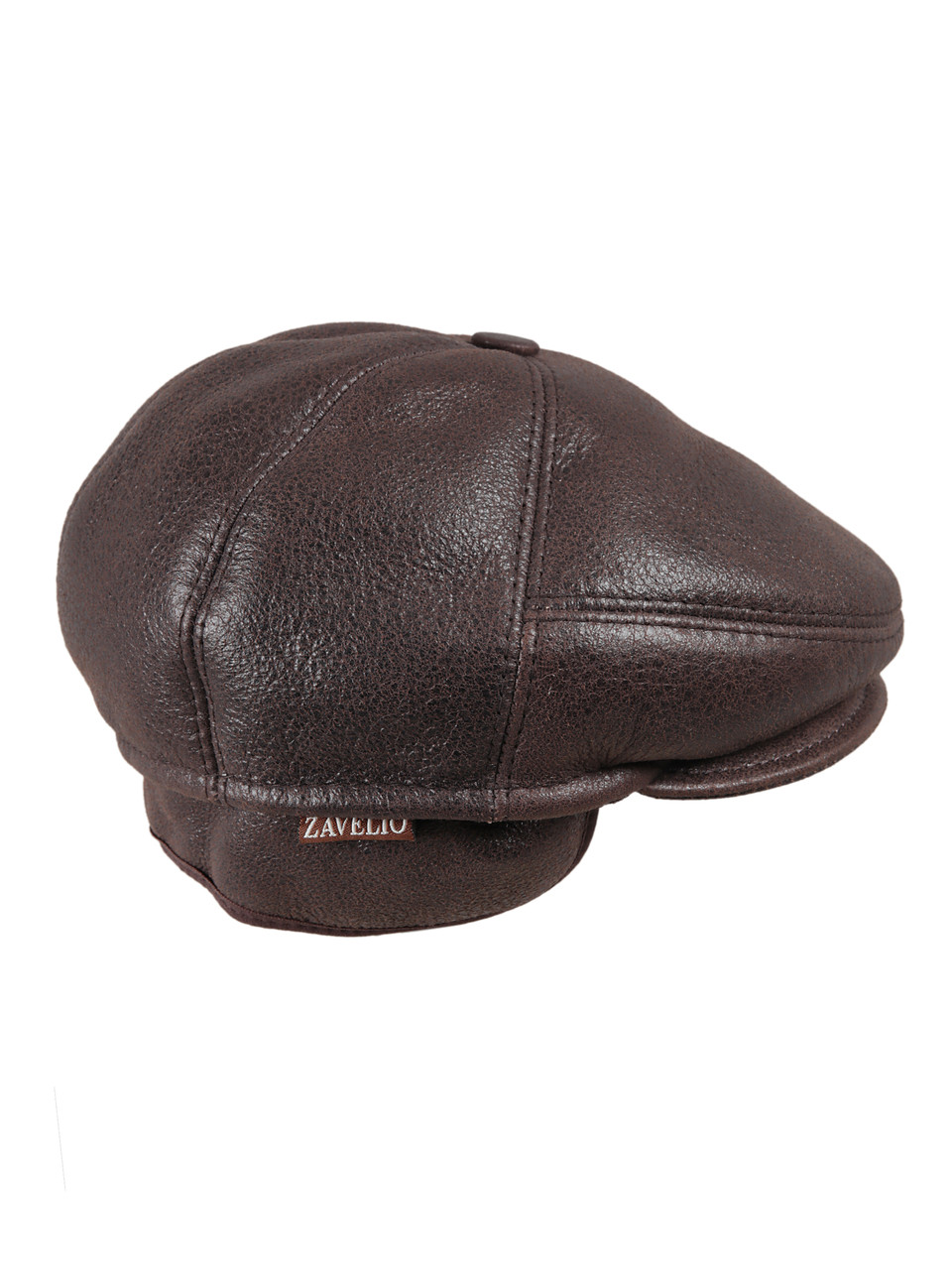 Men's Leather Shearling Sheepskin 5 Panel Ivy Driving Cap Cashmere ...