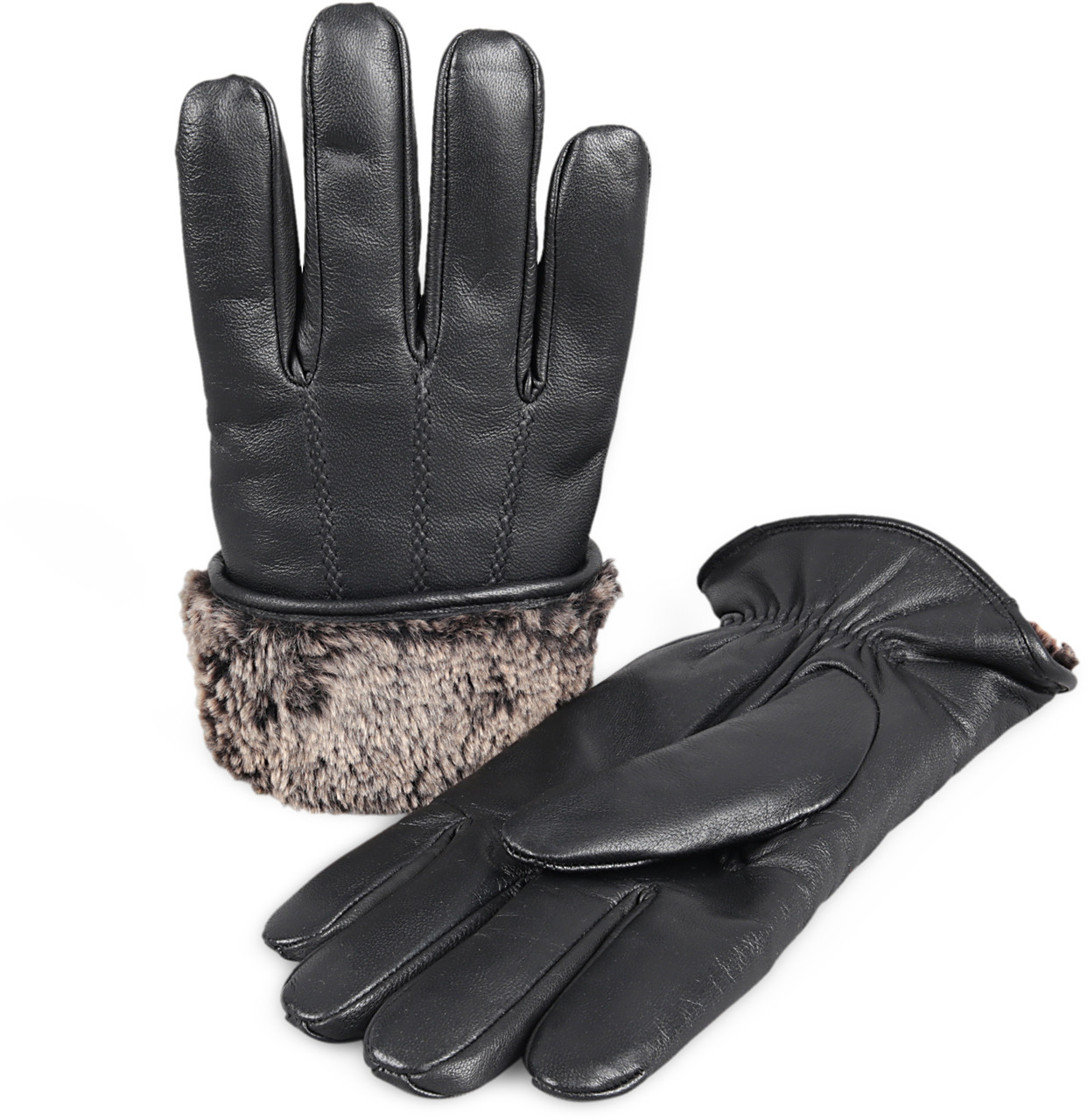 Fur lined leather gloves shop mens black