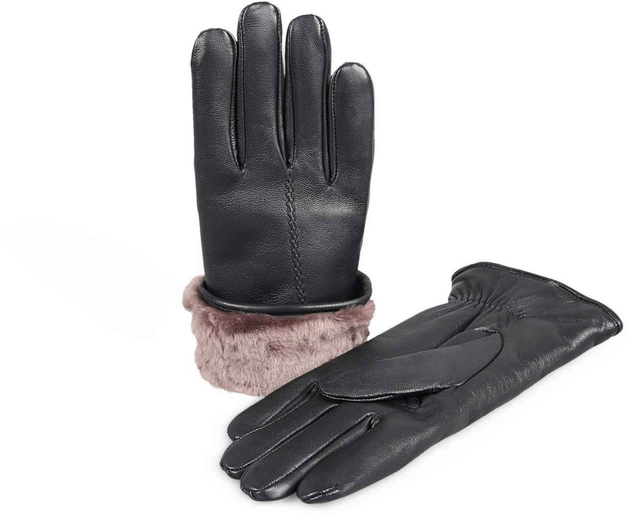 Fur lined leather gloves shop women's