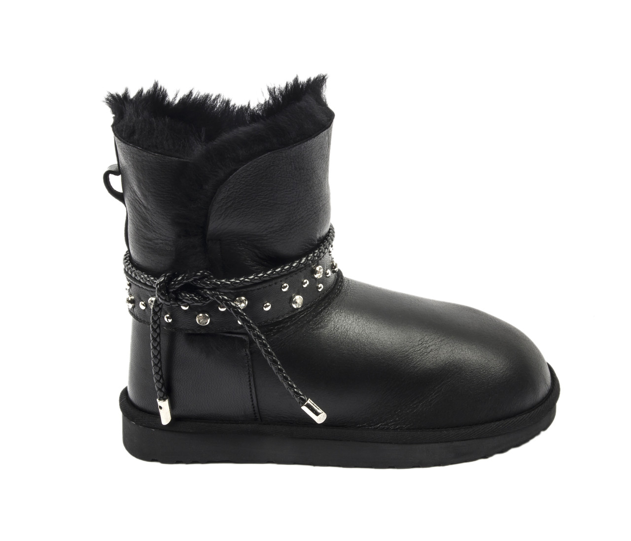 black shearling boots womens