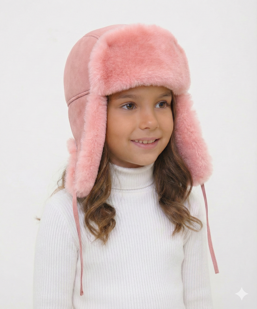 Pink Furry Kids Hat Faux Fur Kids Hat Pink With Ears And Chin Strap Size 2-4  main image 2