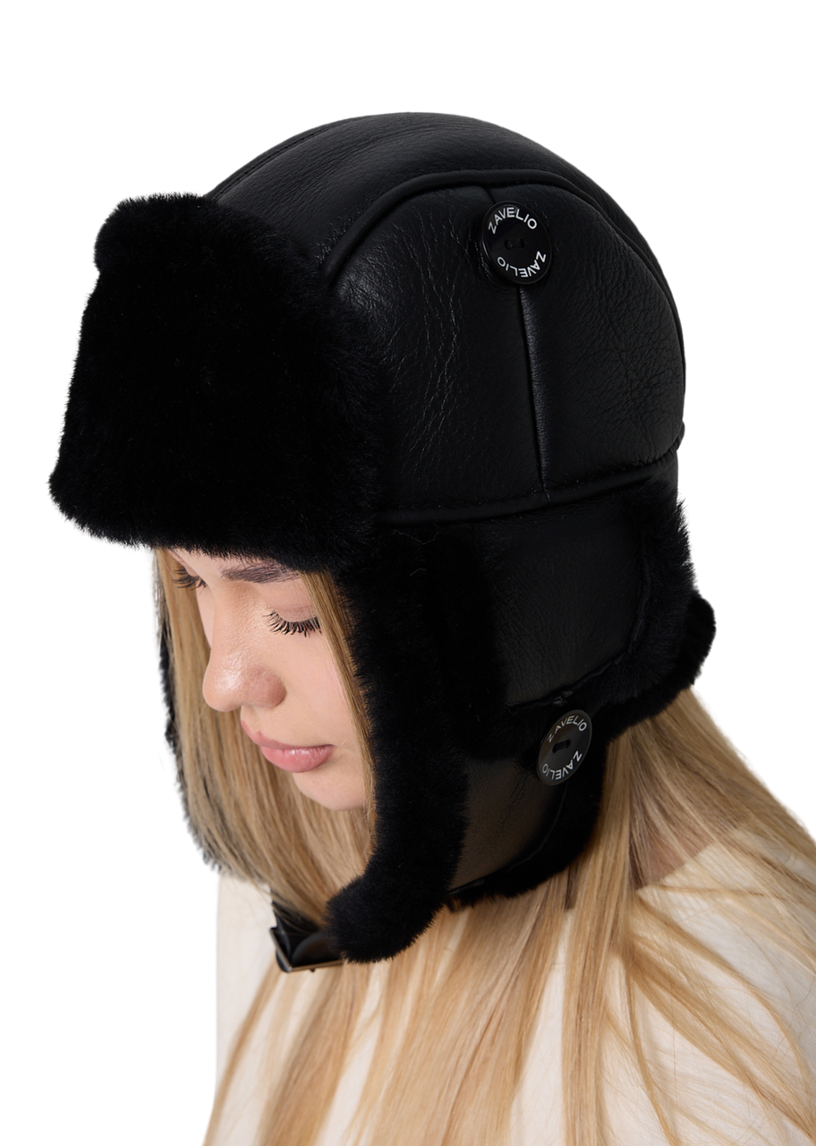 Unisex Trapper Trooper Leather Aviator Genuine Shearling Sheepskin